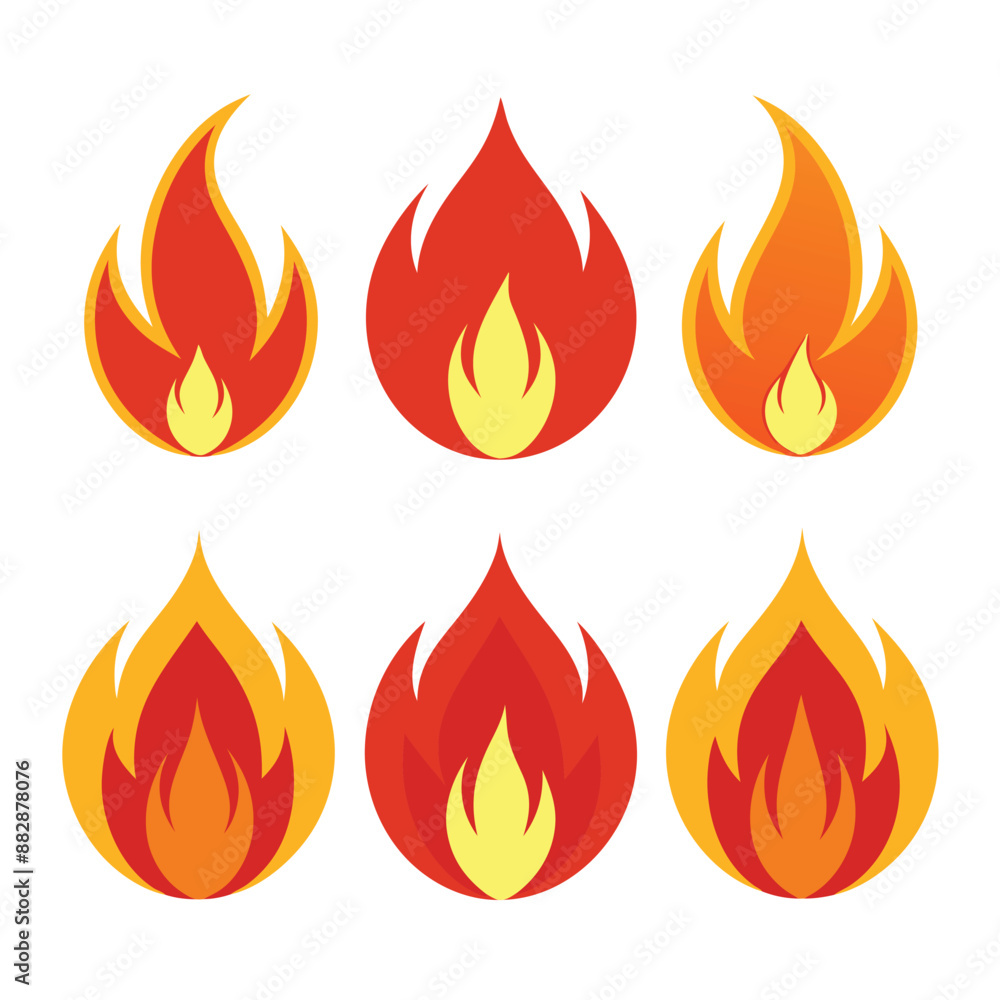 Flame set vector illustration Flame set vector illustration