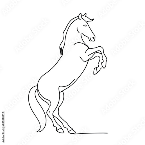 rearing horse, line art. vector illustration 