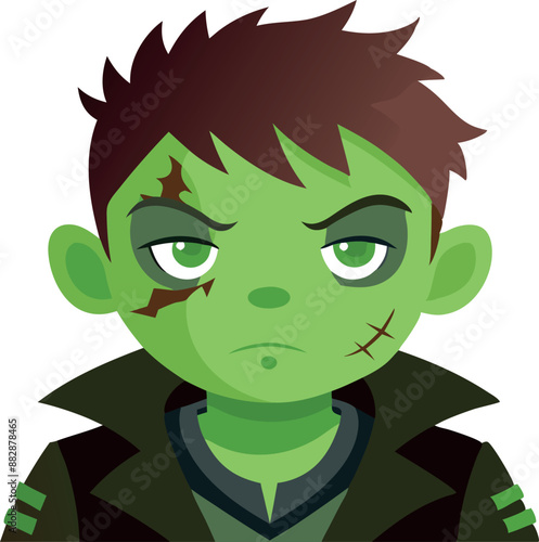 Boy dressed as Frankenstein's monster