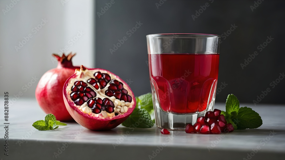 Fresh Pomegranate Juice in Glass Fresh Pomegranate Juice in Glass
