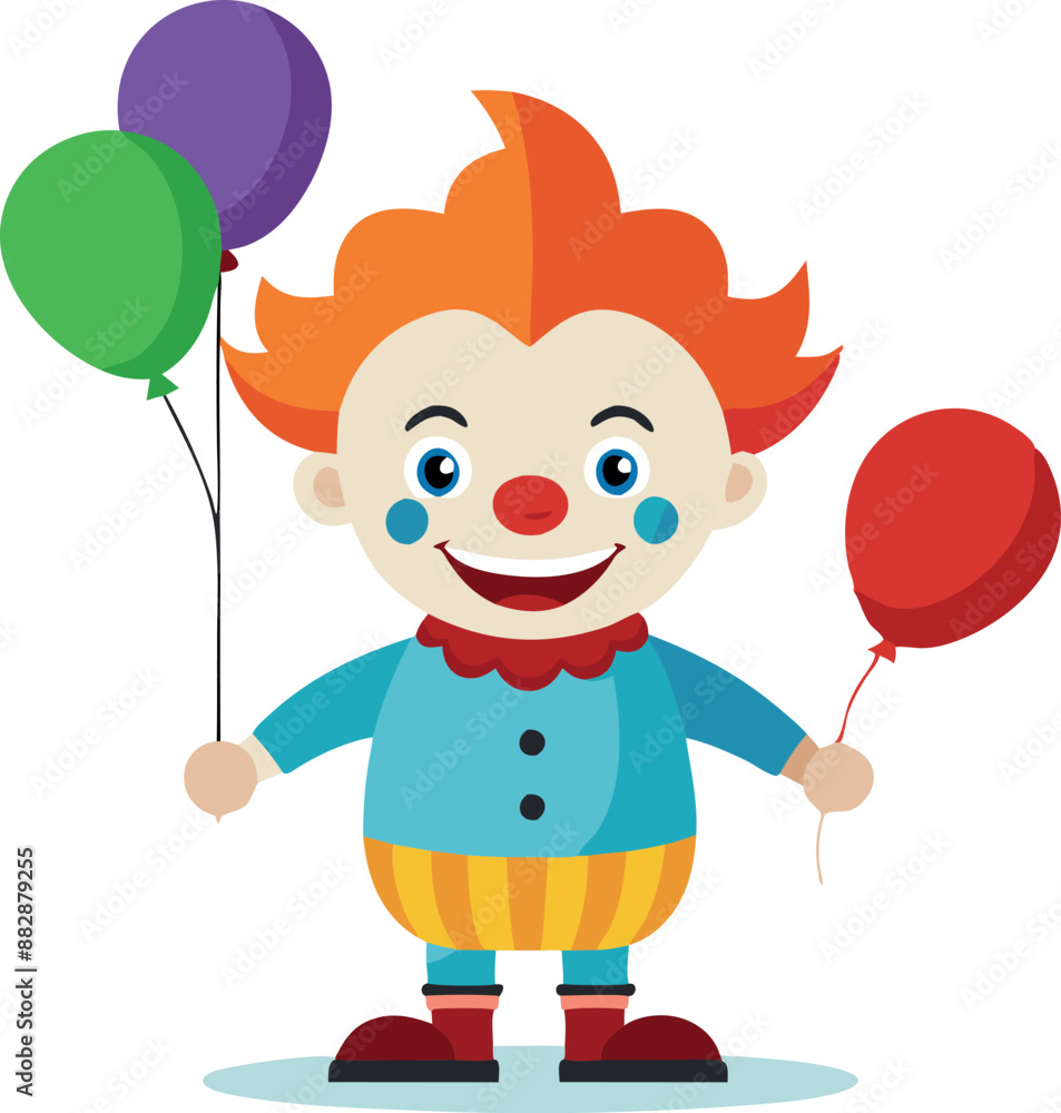 Kid dressed as a clown holding balloons Kid dressed as a clown holding balloons