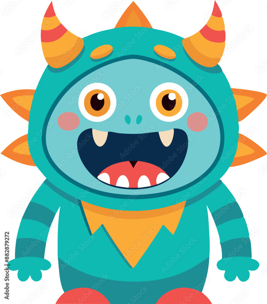 Fototapeta premium Kid dressed as a colorful monster for Halloween