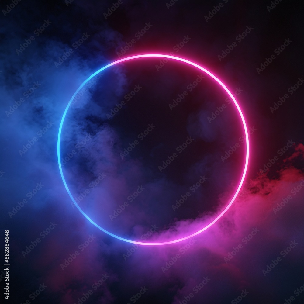 A colorful circle of blue and pink light A colorful circle of blue and pink light