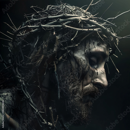 Depiction of Jesus Christ with a crown of thorn