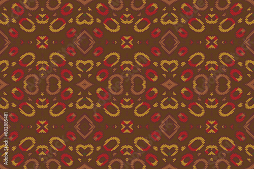 Ethnic motif baroque flower damask pattern. Damask pattern. Ikat geometric folklore ornament. Tribal ethnic vector texture. Seamless striped