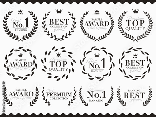 月桂樹と王冠の黒色ランキングフレームセット