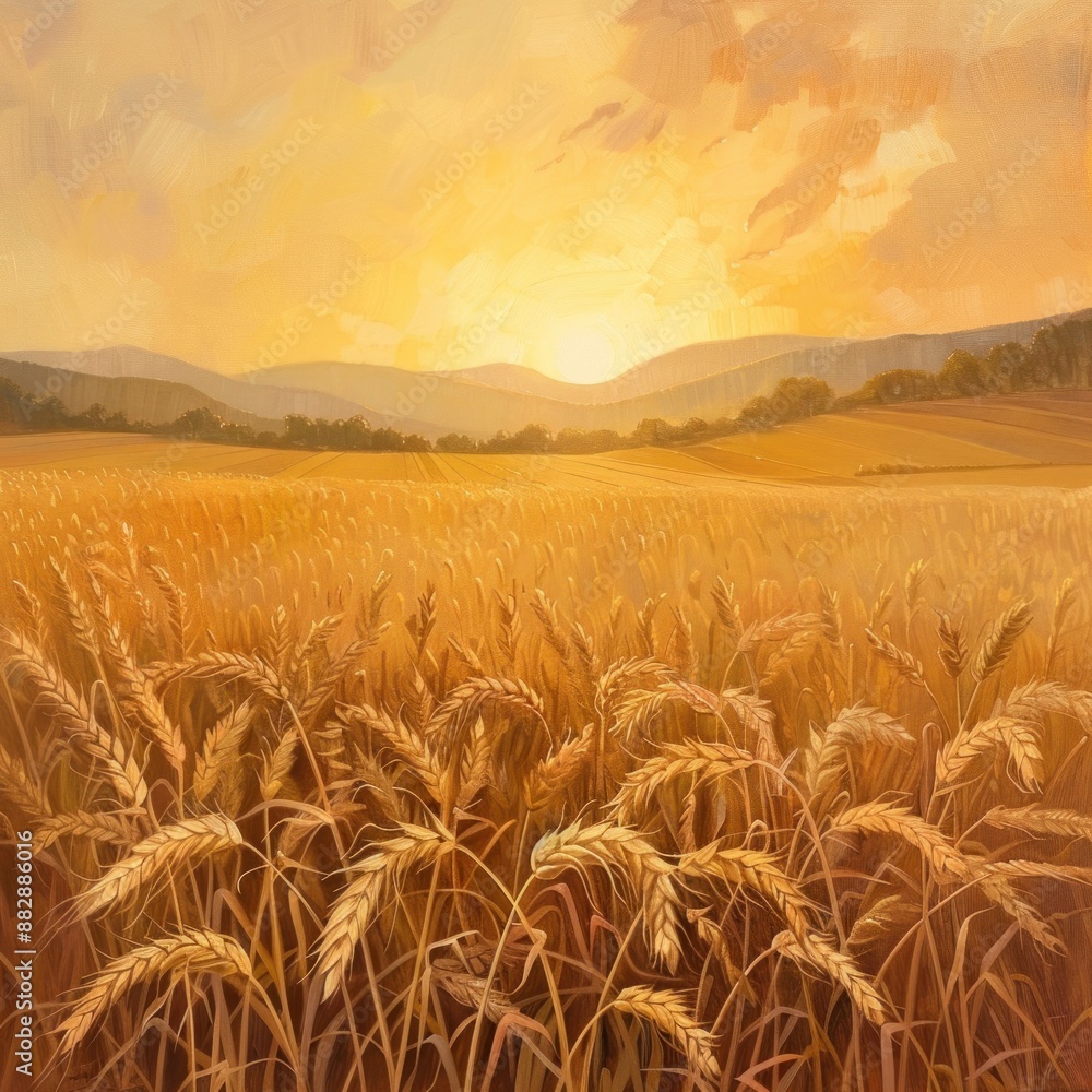 Golden Wheat Field at Sunset Golden Wheat Field at Sunset