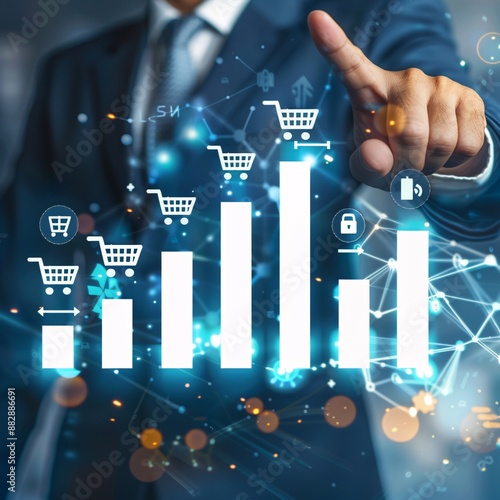 business person showing market updown on a 3d graphic  photo