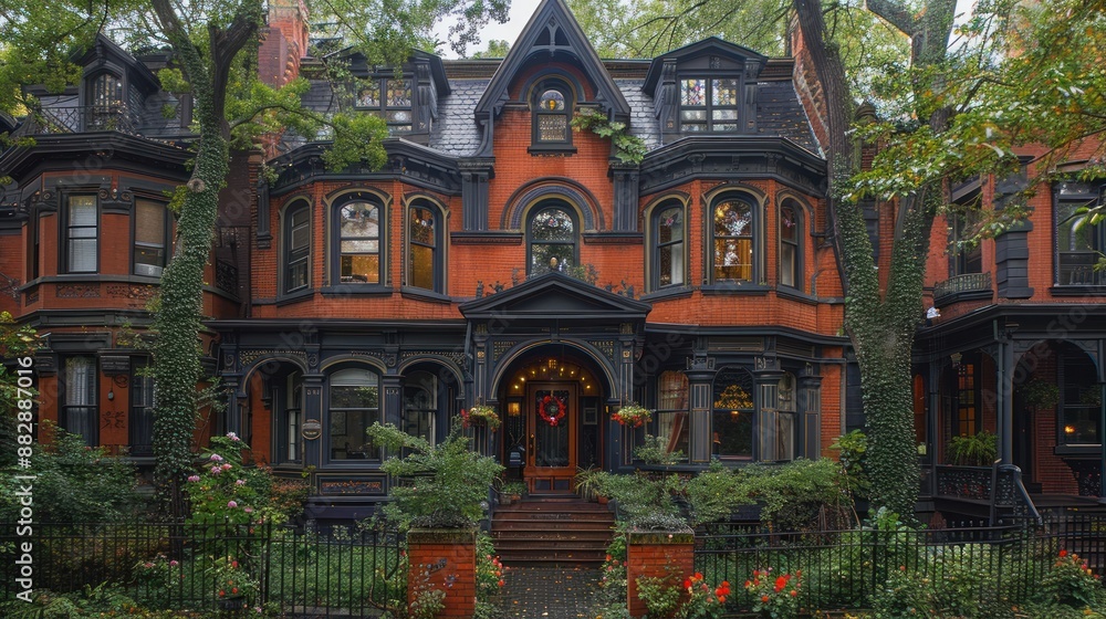 Victorian Mansion with Lush Greenery Victorian Mansion with Lush Greenery