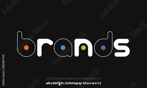 Brands hollow bold small alphabet vector illustration