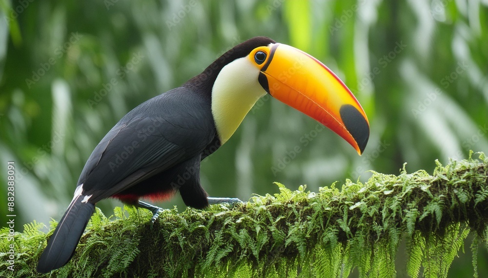 Close-up of a colorful toucan in the rainforest Close-up of a colorful toucan in the rainforest