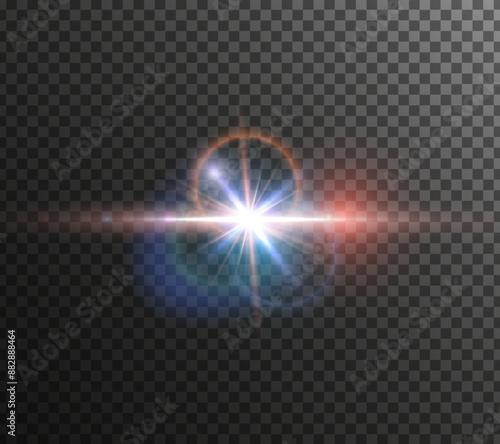 Flash, realistic highlights, glowing effects, camera light, sunlight reflection, stars, isolated highlights, sparkling highlights. Isolated on transparent background, png. Celestial, space elements