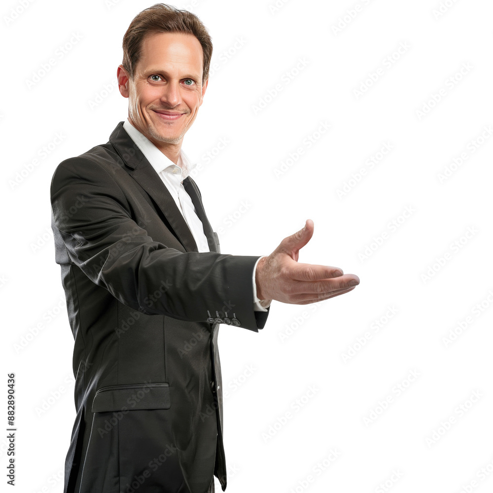 A Confident Smiling Businessman Offering Handshake A Confident Smiling Businessman Offering Handshake