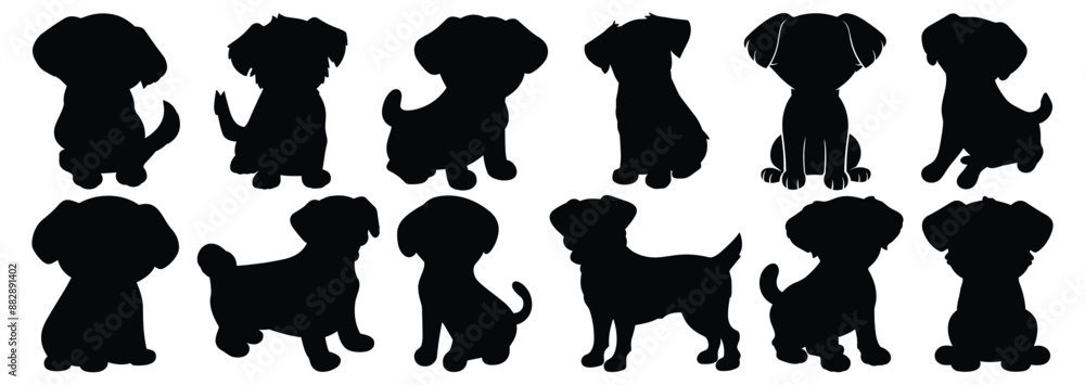 Dog silhouettes set, pack of vector silhouette design, isolated background Dog silhouettes set, pack of vector silhouette design, isolated background