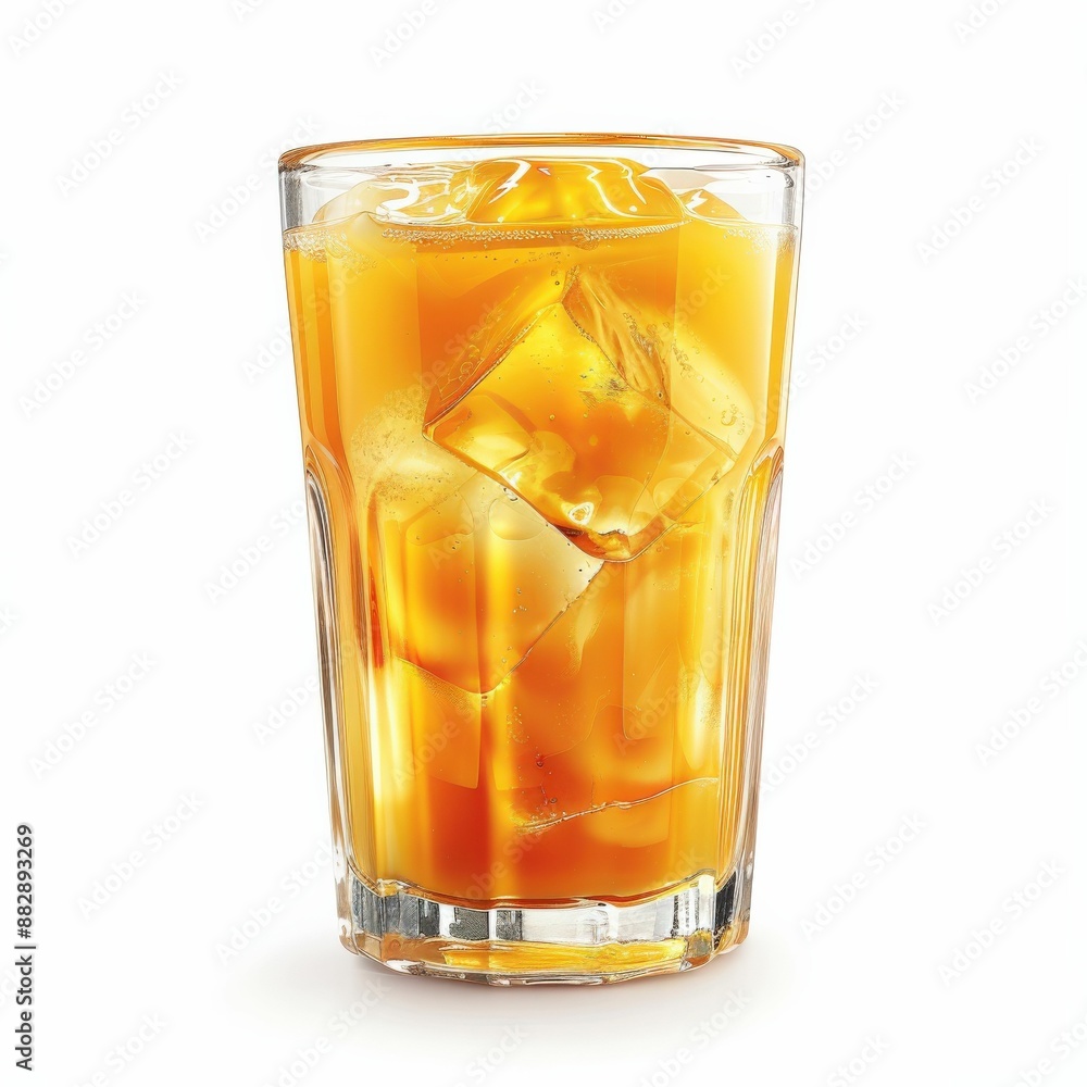 Refreshing Glass of Iced Tea with Ice Cubes on a White Background, Perfect for Summer Beverage Concepts and Refreshment Themes Refreshing Glass of Iced Tea with Ice Cubes on a White Background, Perfect for Summer Beverage Concepts and Refreshment Themes