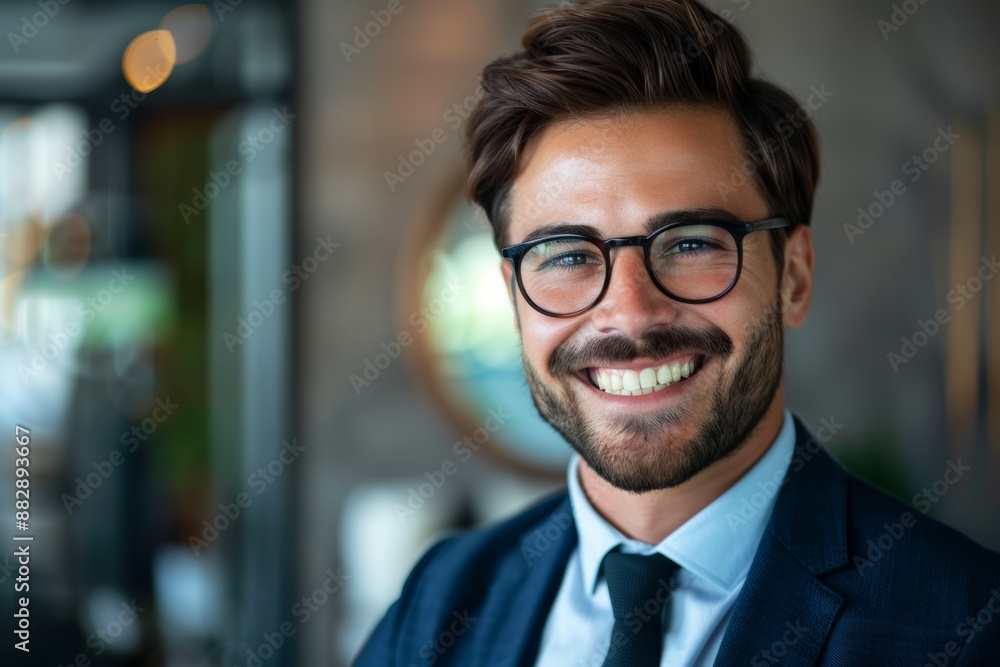 Businessman with a confident smile, representing his success and determination to excel in the corporate world. Businessman with a confident smile, representing his success and determination to excel in the corporate world.