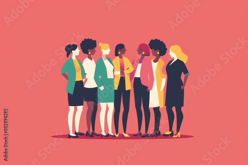 illustration depicting employees of all genders engaged in an equal pay discussion, highlighting negotiation and workplace equality. photo