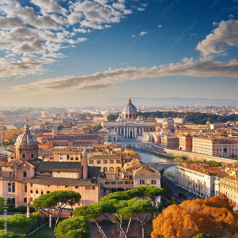 Obraz premium aerial view of Rome, AI generated