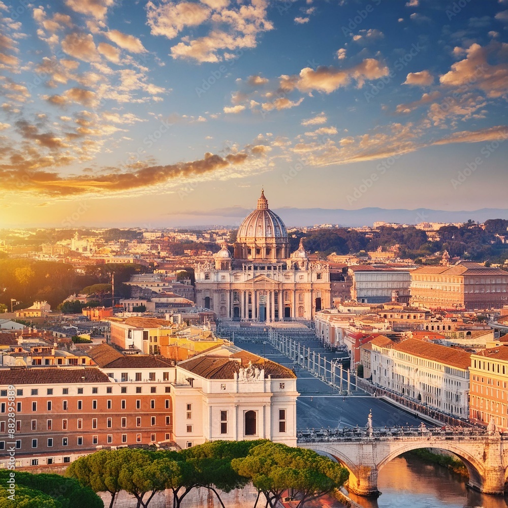 Fototapeta premium aerial view of Vatican City, Rome, AI generated