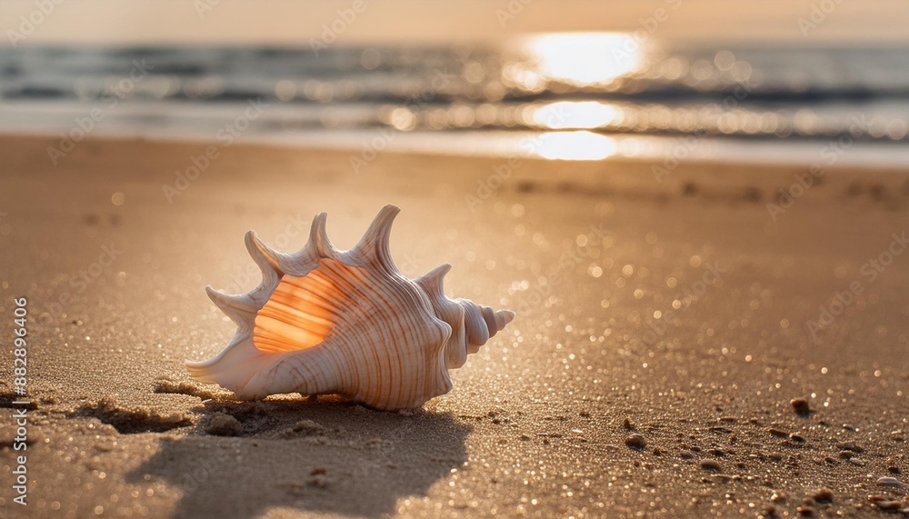 Close-up of a seashell on a sandy beach Close-up of a seashell on a sandy beach