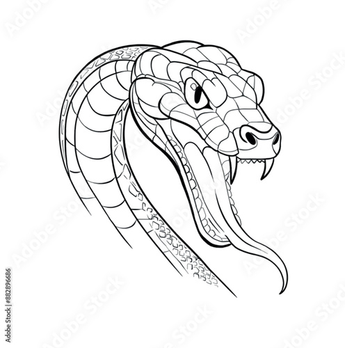 WebAbstract Ink Drawing of Snake - Isolated Graphic Design Element for 2025 Asian Celebration photo