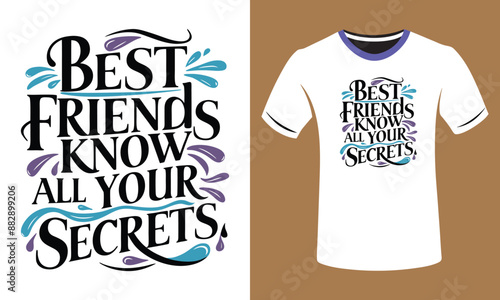 The t-shirt design features a bold calligraphy font, muted color palette, and vector water drop decorations, showcasing the beauty of typography and creating an inviting atmosphere.