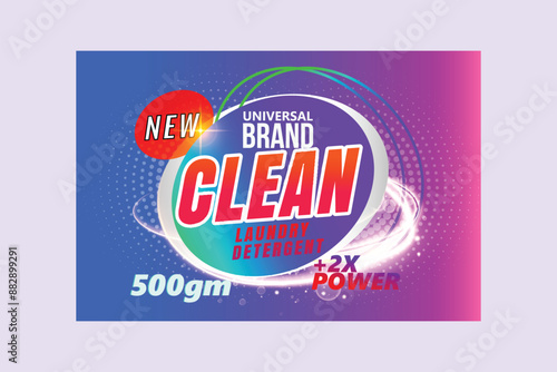 cleaner detergent powder label, cleaning product label, super clean laundry detergent, Laundry detergent product label template. Best for label production, packaging and advertising design	
