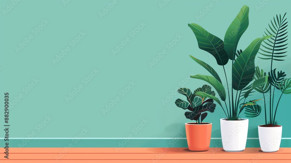 Urban garden, plants on a balcony, flat design illustration Urban garden, plants on a balcony, flat design illustration