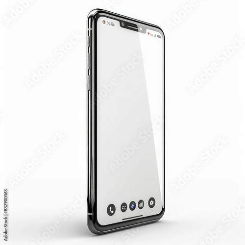 Sleek Modern Smartphone with Blank Screen Isolated on White Background