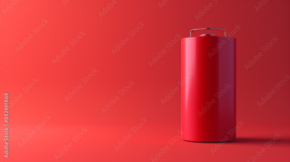 3D Rendered Battery Icon on Red Pastel Background, Light Studio Setting 3D Rendered Battery Icon on Red Pastel Background, Light Studio Setting