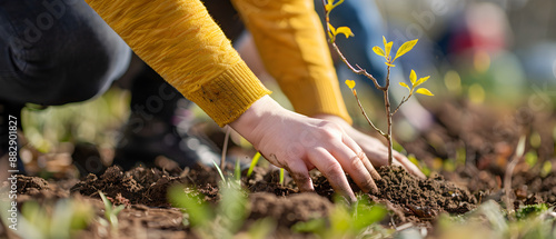 A group of volunteers plant trees in memory of a special event in the community.