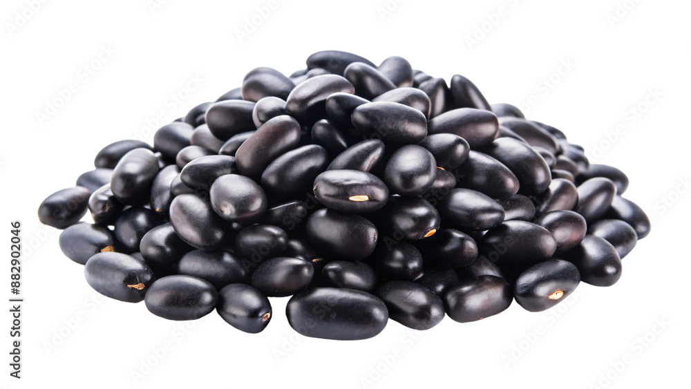 A close-up photo of a black beans isolated on a white background A close-up photo of a black beans isolated on a white background