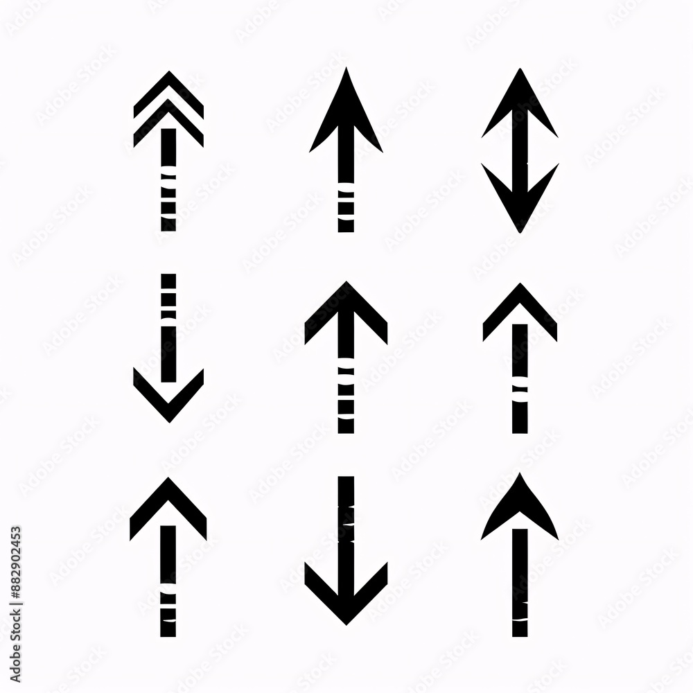 a set of black and white arrow icon moving forward and downward a set of black and white arrow icon moving forward and downward