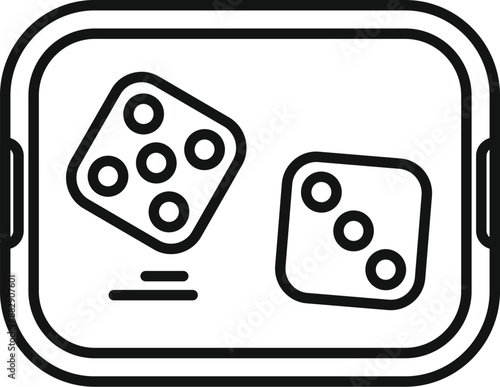 Two dice rolling on a gaming board, a casino game in progress