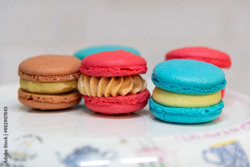 Fototapeta premium View of the macarons on the plate