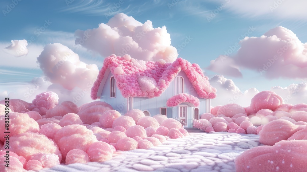 custom made wallpaper toronto digitalA house covered in pink flowers sits in a field of pink flowers