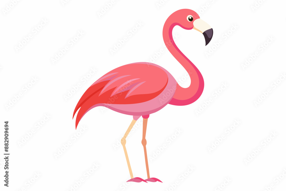 Fototapeta premium Pink flamingo on a white background