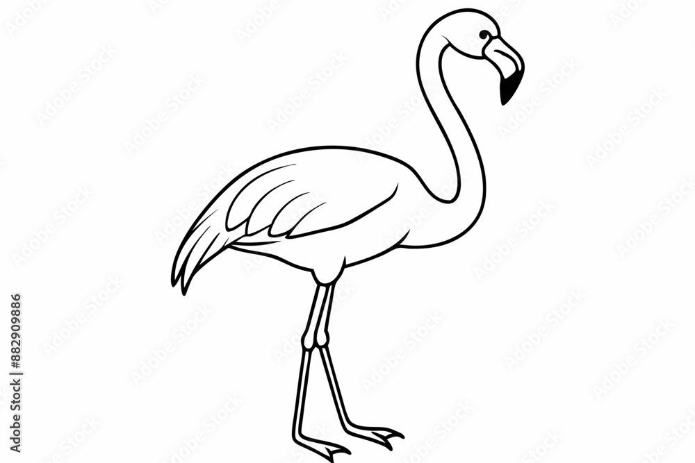 flamingo line art vector, tropical bird flamingo line drawing flamingo line art vector, tropical bird flamingo line drawing