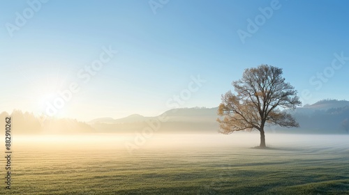 A tree stands in a field with a cloudy sky in the background