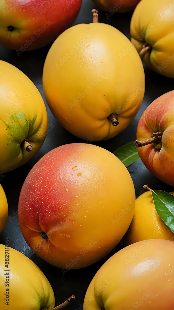 Close-up of fresh, juicy mangoes with vibrant colors and textures. Close-up of fresh, juicy mangoes with vibrant colors and textures.