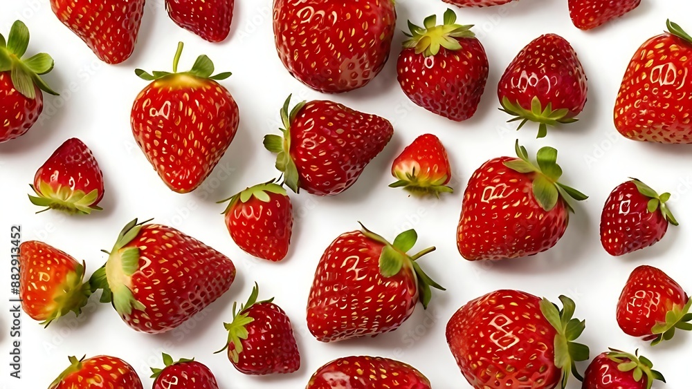 Fresh strawberries isolated on a white background, realistic, healthy, juicy, ripe, dessert, sweet, organic, background, vitamin, closeup, summer, natural, delicious, freshness, tasty, green, leaf Fresh strawberries isolated on a white background, realistic, healthy, juicy, ripe, dessert, sweet, organic, background, vitamin, closeup, summer, natural, delicious, freshness, tasty, green, leaf