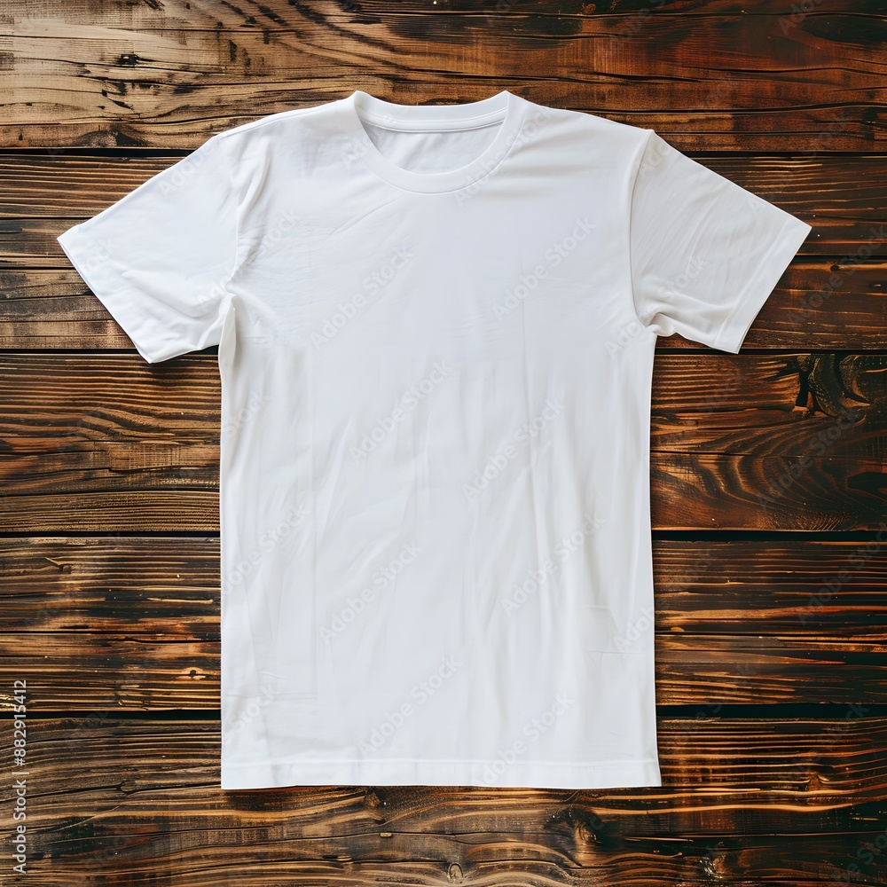 white t-shirt mockup on wooden background white t-shirt mockup on wooden background