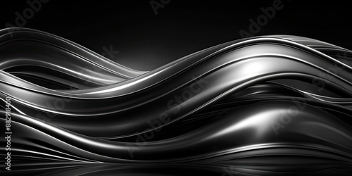 Black wavy monochrome abstract background with glossy dark waves wallpaper, black, wavy