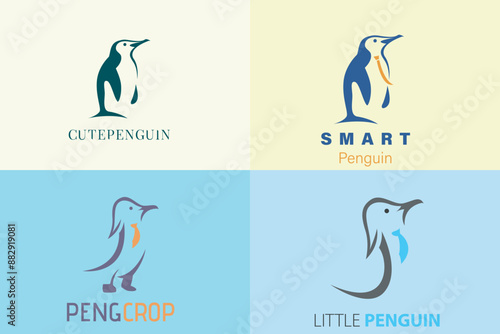 Penguin with tie vector logo design. Penguin vector logo design. Penguin icon vector design.