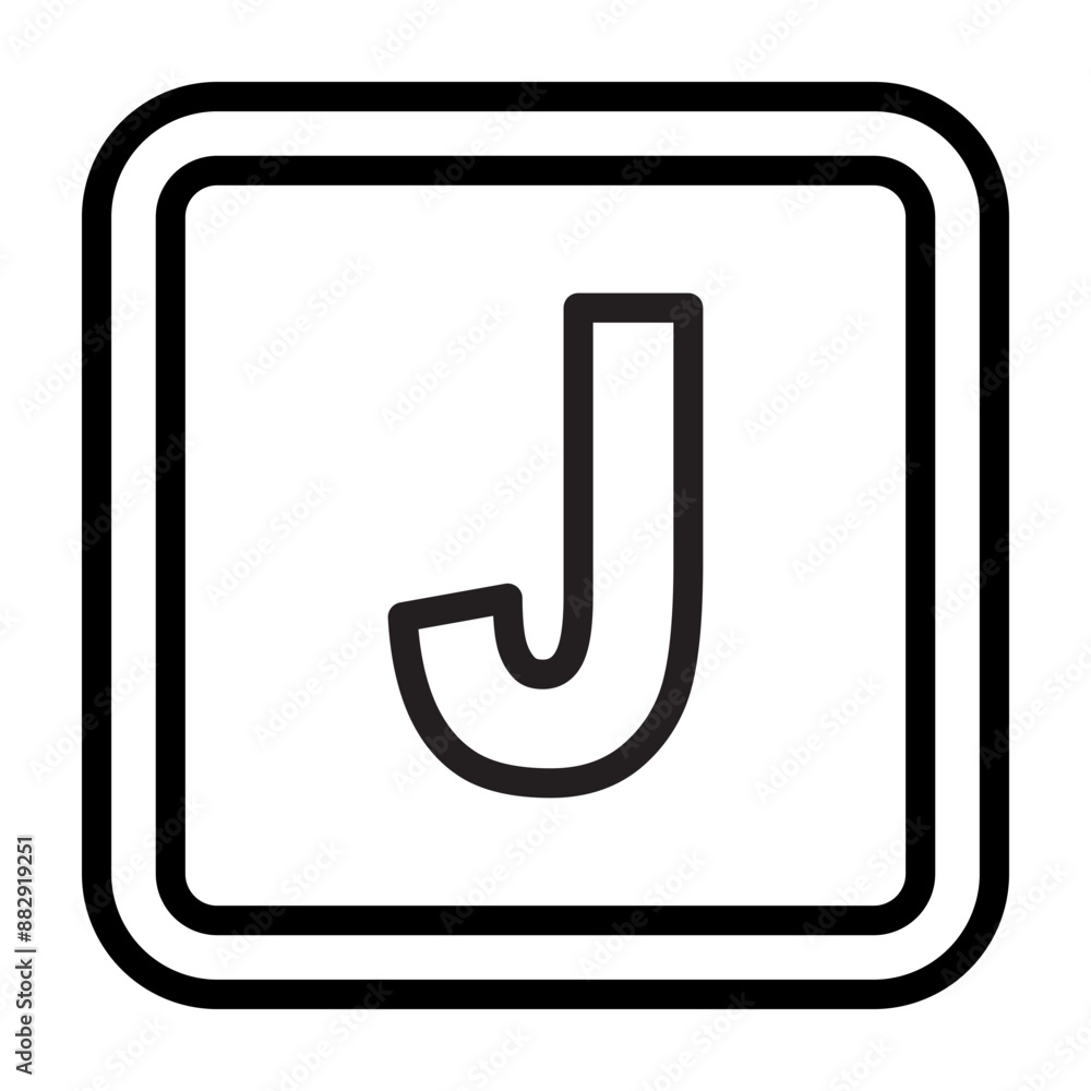 J Capital Alphabet Vector Line Icon Design J Capital Alphabet Vector Line Icon Design