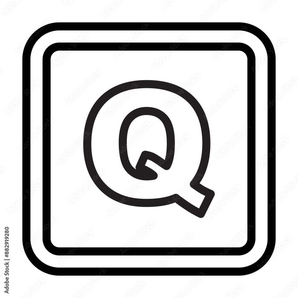 Q Capital Alphabet Vector Line Icon Design Q Capital Alphabet Vector Line Icon Design