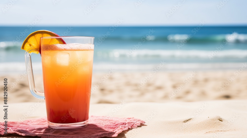 Obraz premium Refreshing Tropical Cocktail on the Beach