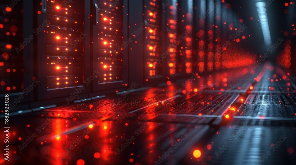 Server Room with Red Lights Server Room with Red Lights