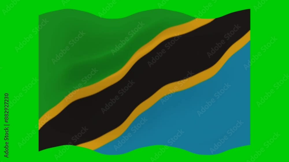 Tanzania Waving Flag Isolated on Green Background. Wavy Flag Video Animation Tanzania Waving Flag Isolated on Green Background. Wavy Flag Video Animation