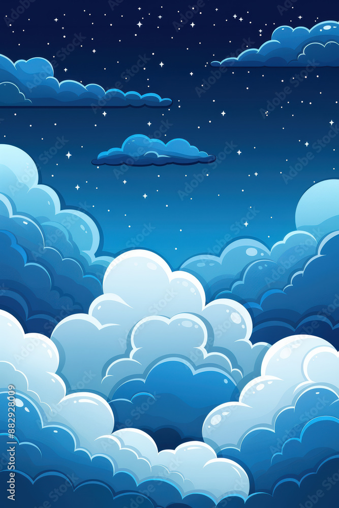 Blue Sky with White Cartoon Clouds Blue Sky with White Cartoon Clouds
